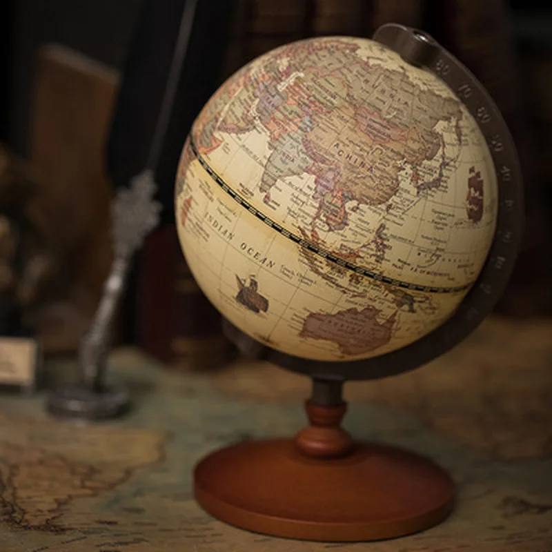 globe terrestre éducatif avec base en bois rétro pour décoration - Image 3