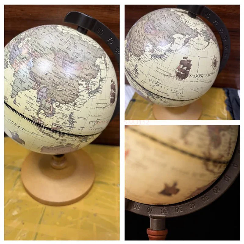 globe terrestre éducatif avec base en bois rétro pour décoration - Image 6