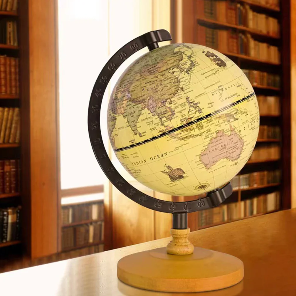 globe terrestre en bois vintage avec support pour étudiants - Image 7