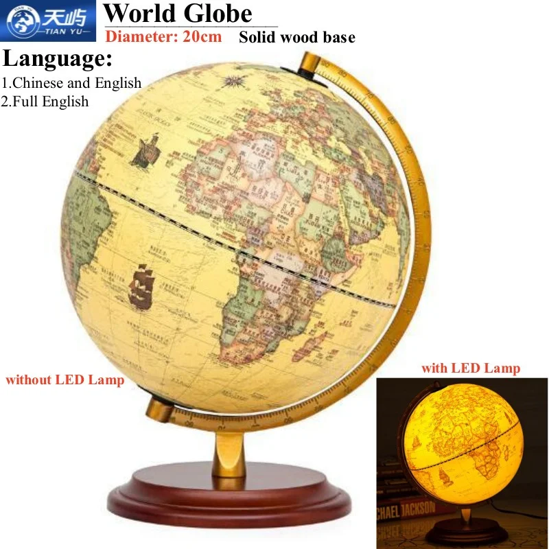 globe terrestre imprimé en hd avec lampe led artisanale 360 degrés - Image 2