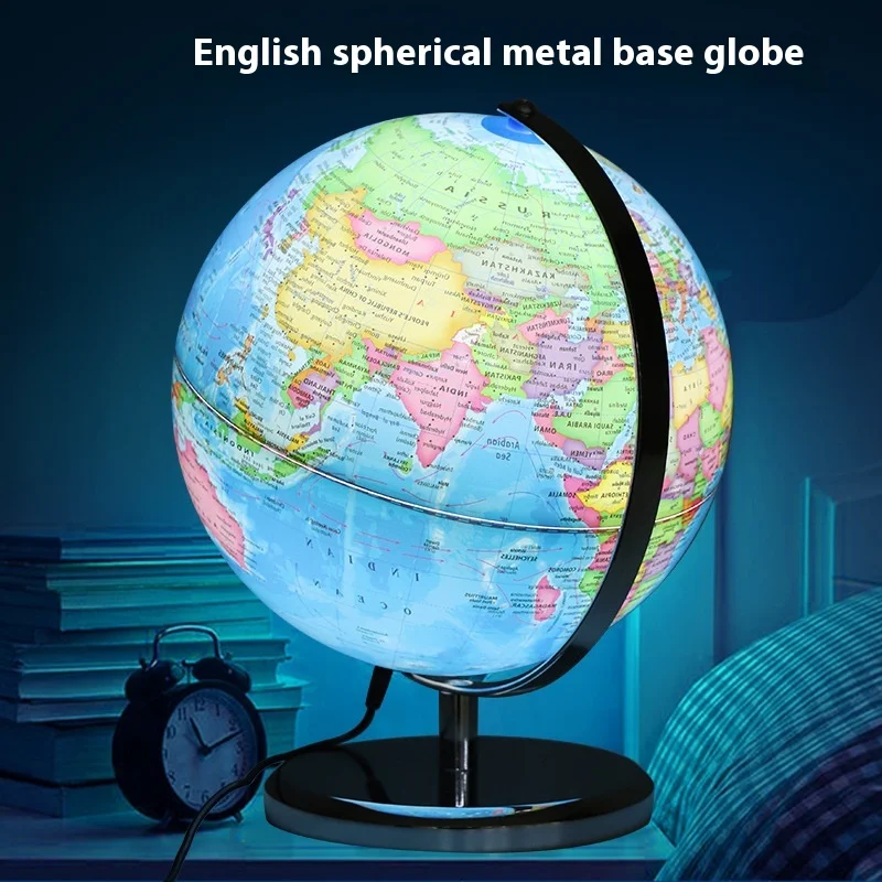 globe terrestre rotatif éducatif lumineux en anglais pour géographie - Image 2