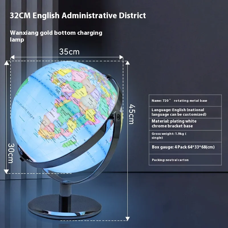 globe terrestre rotatif éducatif lumineux en anglais pour géographie - Image 6