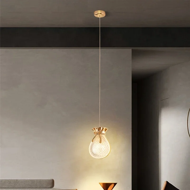 Gold Lucky Bag Chandelier For Living Room Bedroom Bedside Corridor Home Decoration Accessories Led Lighting Decorative Lamps - Image 2