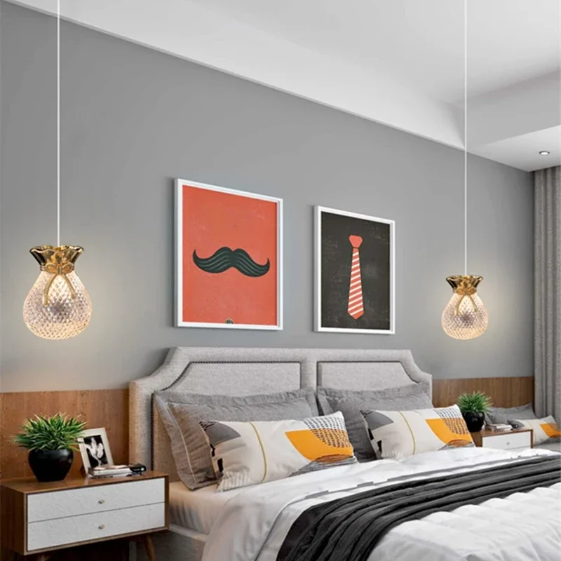 Gold Lucky Bag Chandelier For Living Room Bedroom Bedside Corridor Home Decoration Accessories Led Lighting Decorative Lamps - Image 6