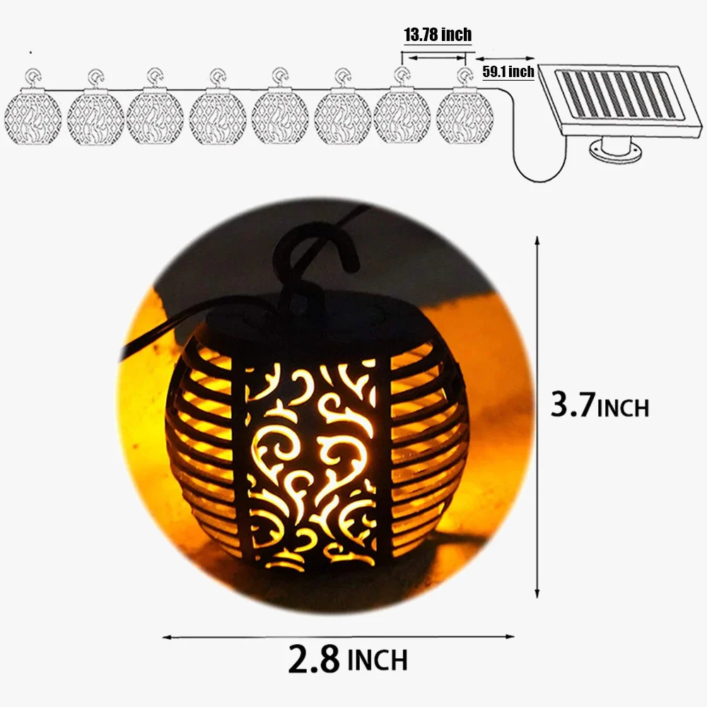 guirlande lumineuse solaire à led étanche pour extérieur avec boules décoratives - Image 4