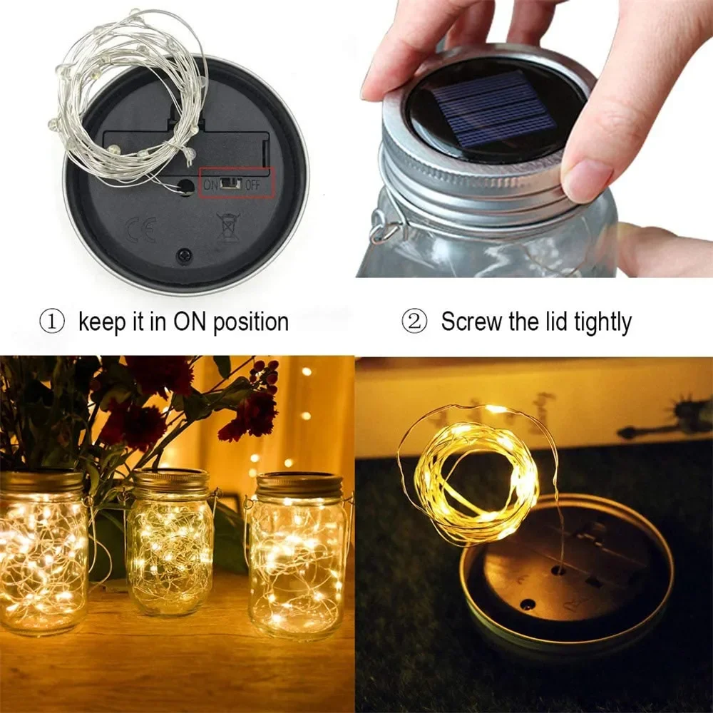guirlande lumineuse solaire en forme de pot mason décorative pour extérieur - Image 5