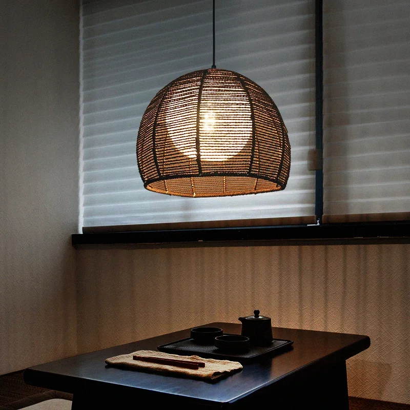Hand-woven hemp rope chandelier stylish simple bedroom lamp balcony restaurant teahouse homestay decoration chandelier - Image 4