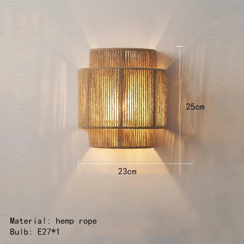Handmade Hemp Rope Wall Lamp, Home Art Decoration, Bedroom, Hallway, Lobby, Hotel Atmosphere, Sconce E27 Bulb, Creative Light - Image 6