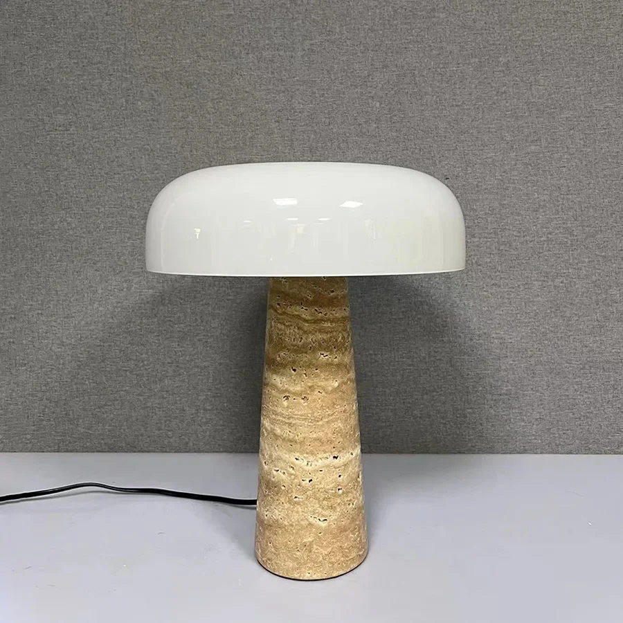 High Quality Cave Stone Desk Lamp White Glass Shade Table Light Fixture - Image 5