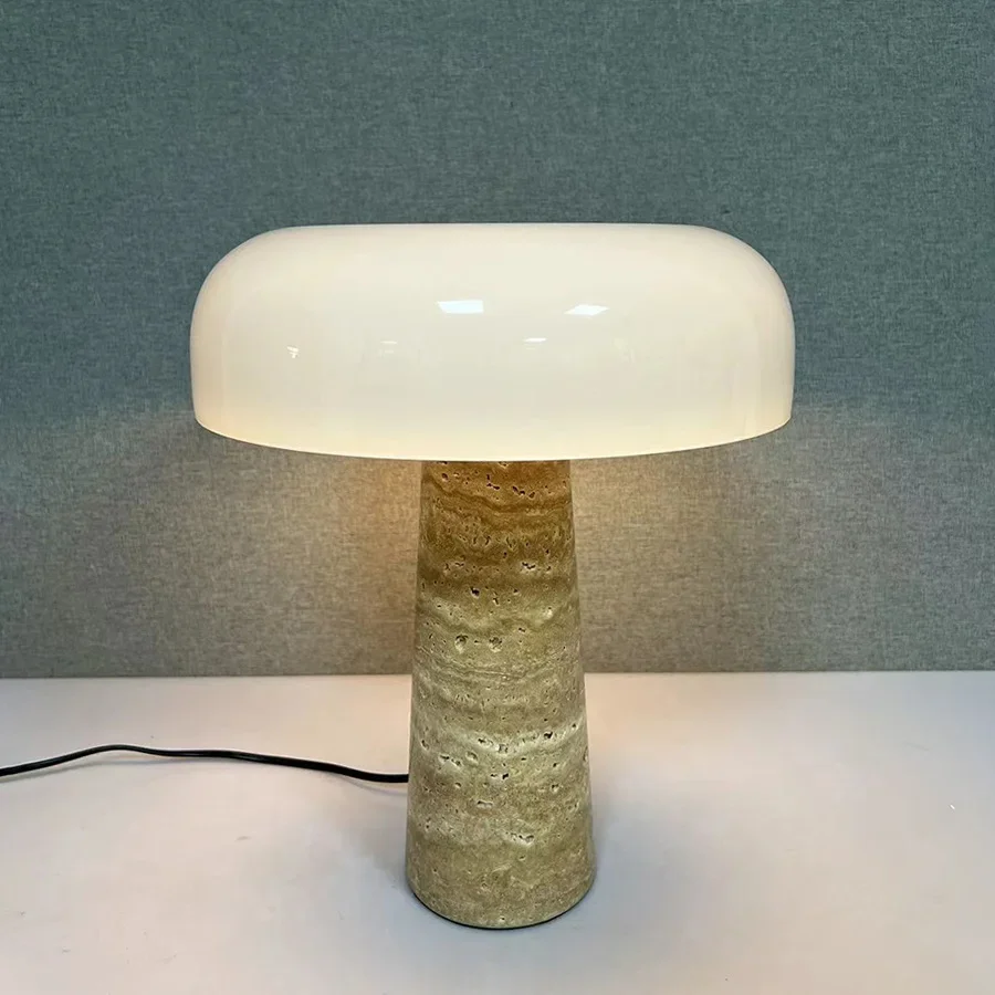 High Quality Cave Stone Desk Lamp White Glass Shade Table Light Fixture - Image 6