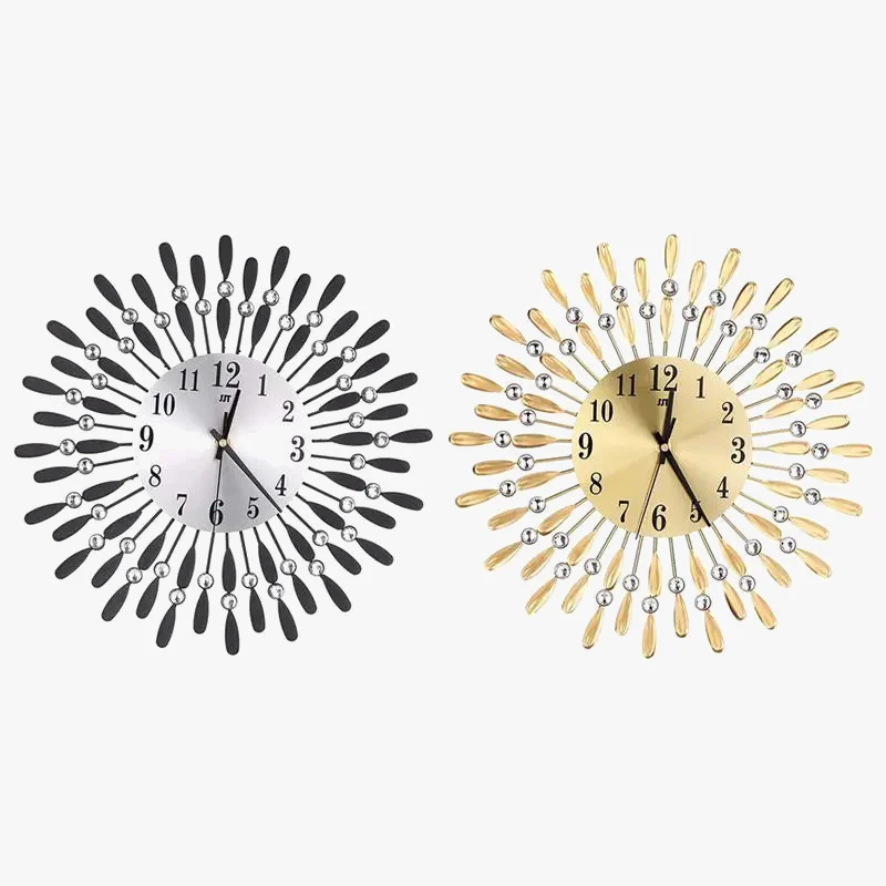 horloge murale 3d grande taille style soleil avec strass brillants - Image 3