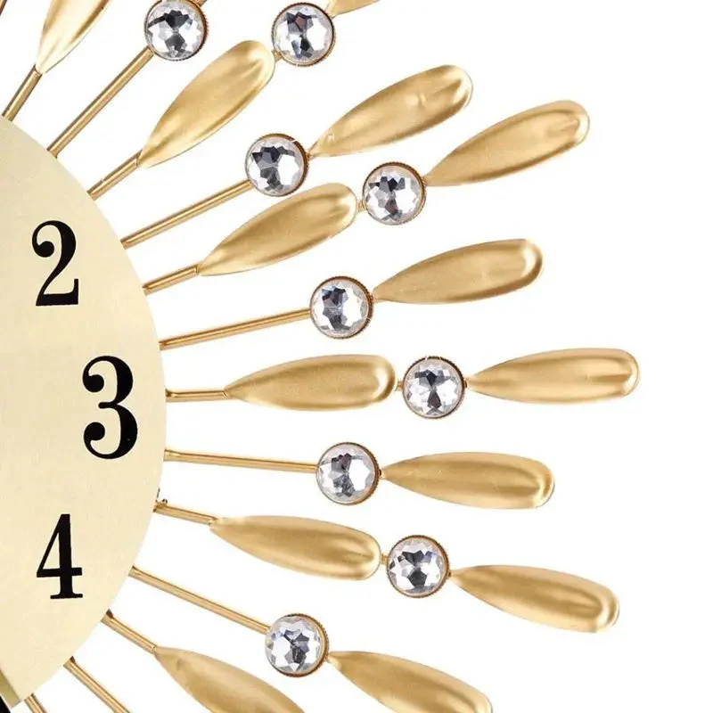 horloge murale 3d grande taille style soleil avec strass brillants - Image 6