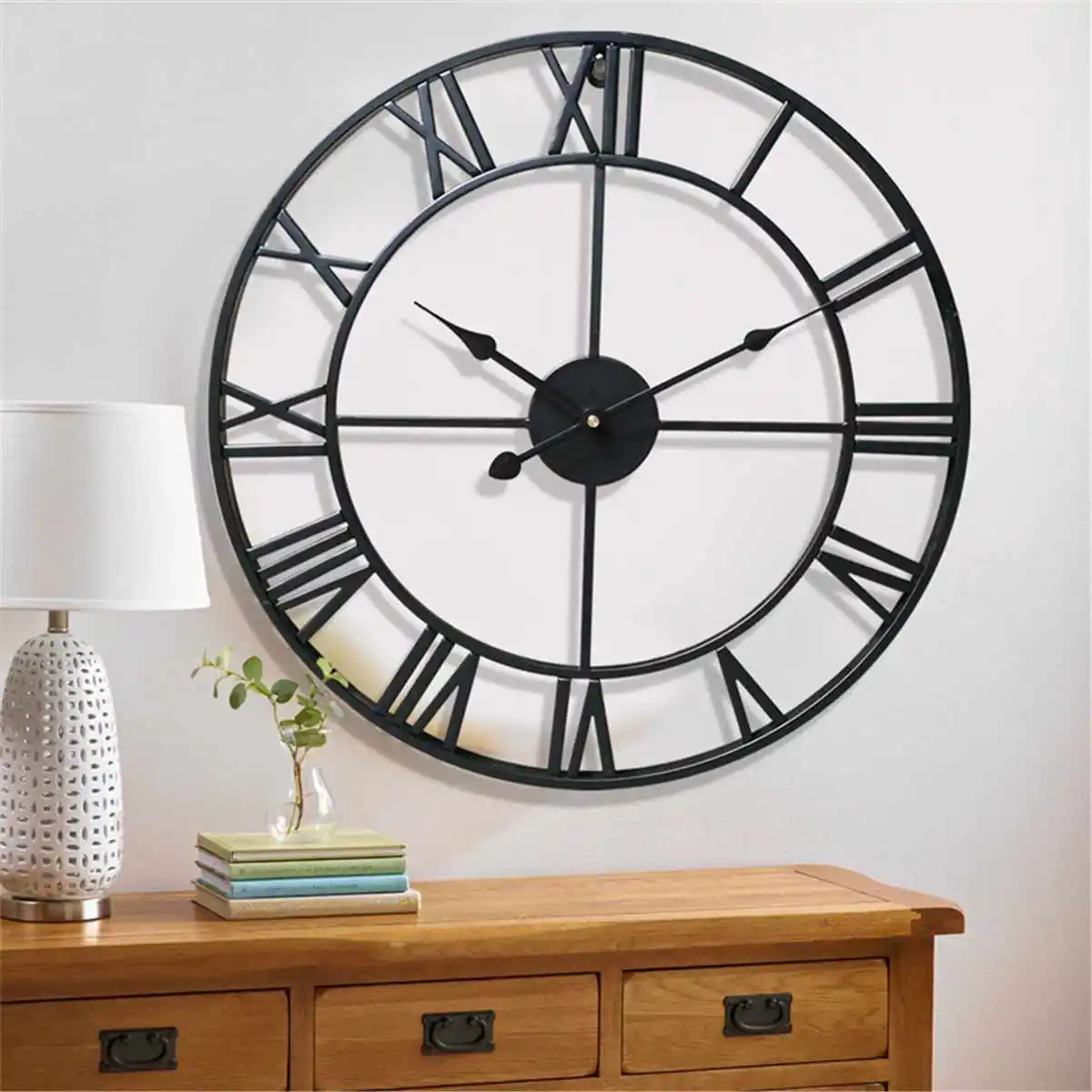 horloge murale 3D rétro en métal style nordique silencieuse et précise - Image 2