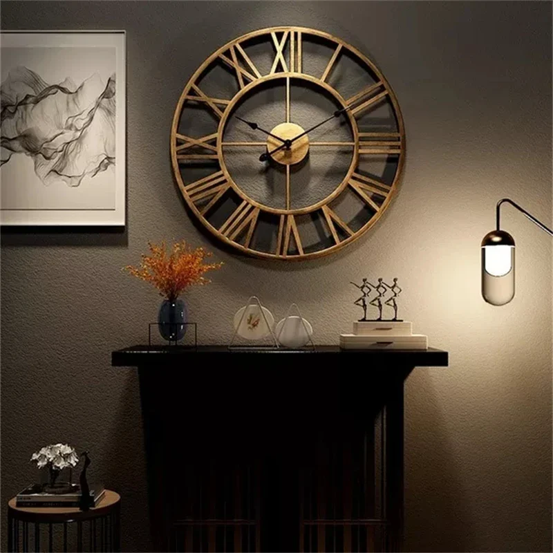 horloge murale 3D rétro en métal style nordique silencieuse et précise - Image 3