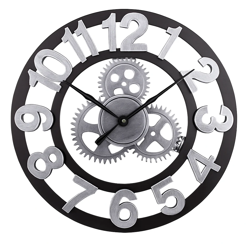 horloge murale à engrenages décorative style industriel moderne - Image 2