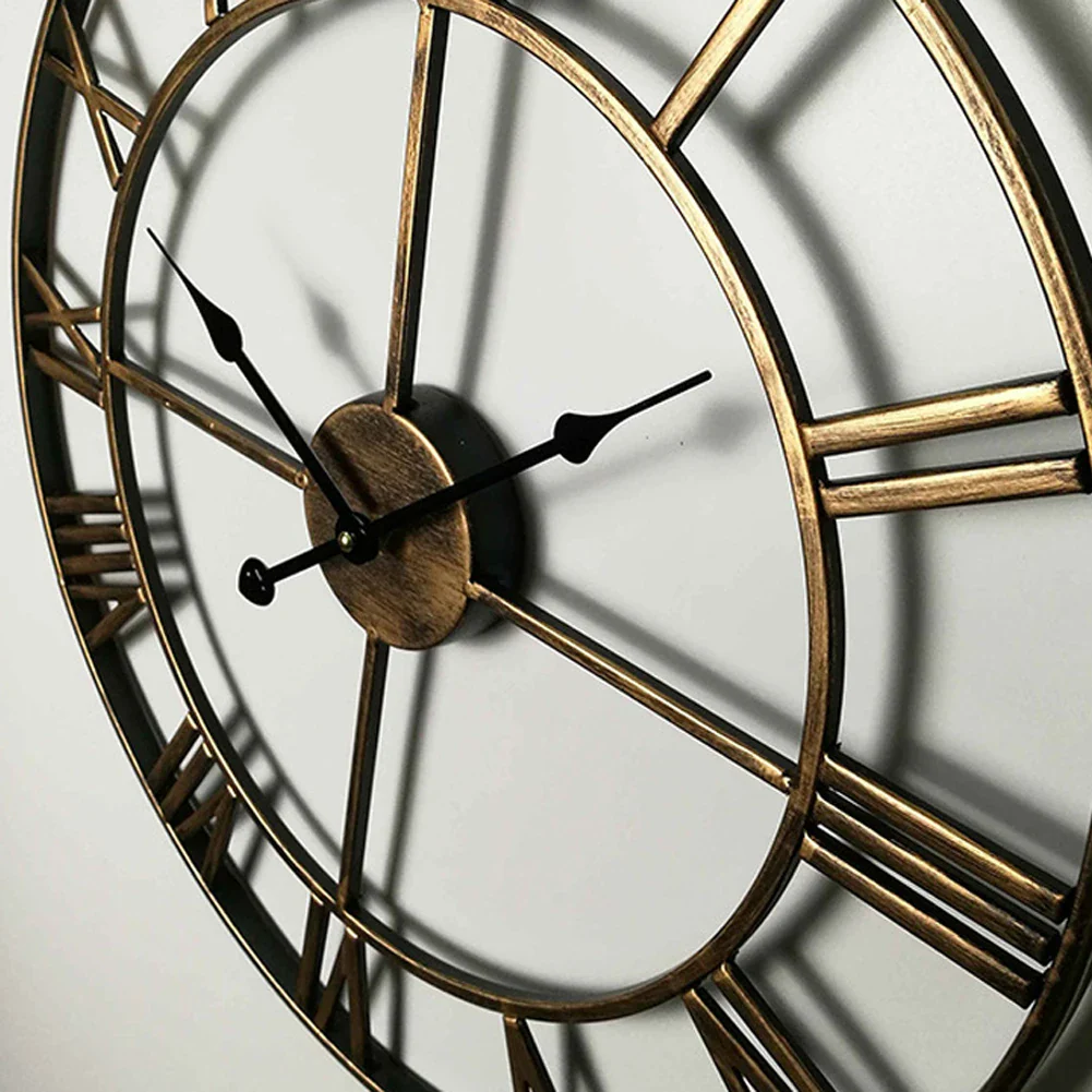 horloge murale chiffres romains décorative pour intérieur et extérieur - Image 2