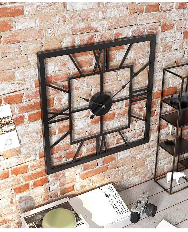horloge murale de luxe en fer avec miroir décoratif - Image 3