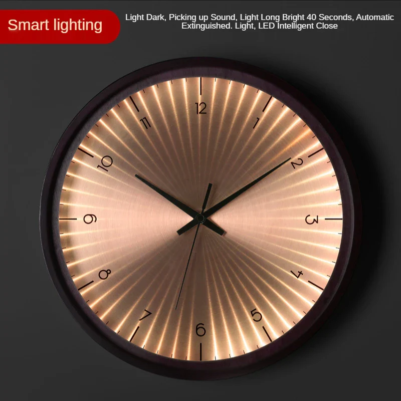 horloge murale design moderne en bois doré silencieuse et créative - Image 12