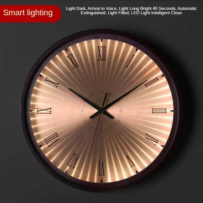 horloge murale design moderne en bois doré silencieuse et créative - Image 13