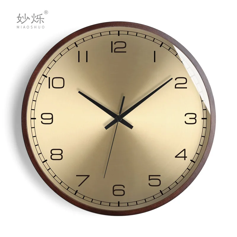 horloge murale design moderne en bois doré silencieuse et créative - Image 14