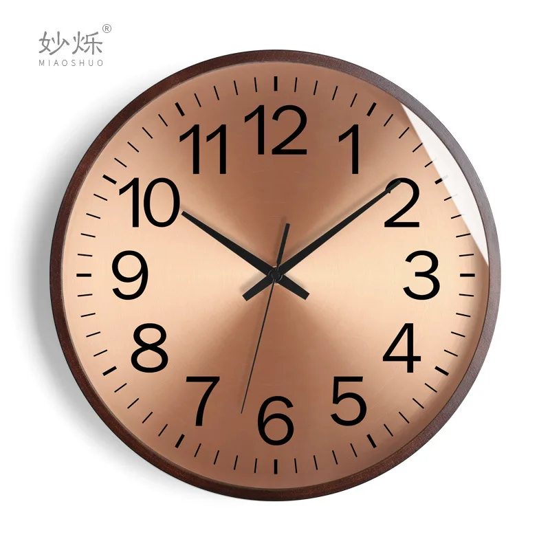 horloge murale design moderne en bois doré silencieuse et créative - Image 15