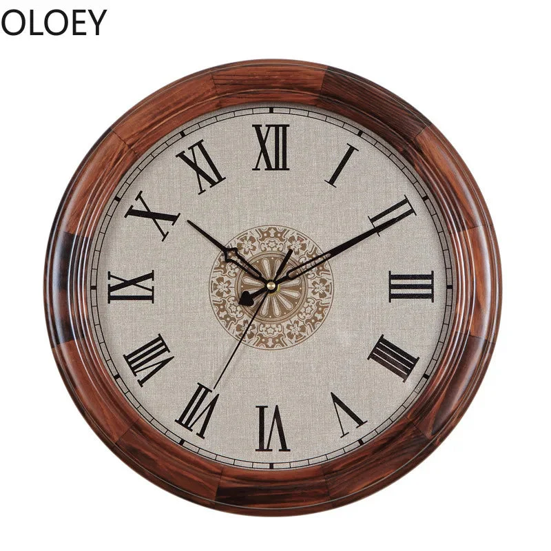 horloge murale en bois massif rétro mécanisme silencieux style shabby chic - Image 2