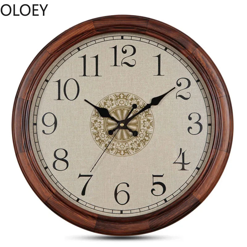 horloge murale en bois massif rétro mécanisme silencieux style shabby chic - Image 3