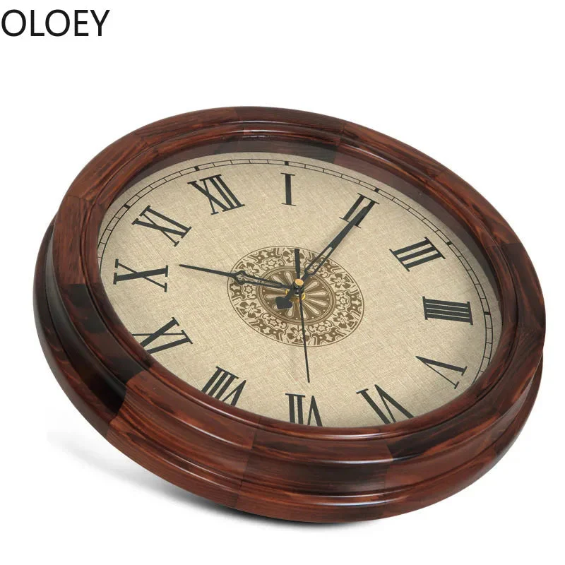 horloge murale en bois massif rétro mécanisme silencieux style shabby chic - Image 4
