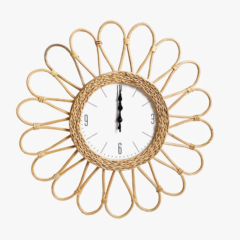 horloge murale en rotin tissé design simple à suspendre - Image 3