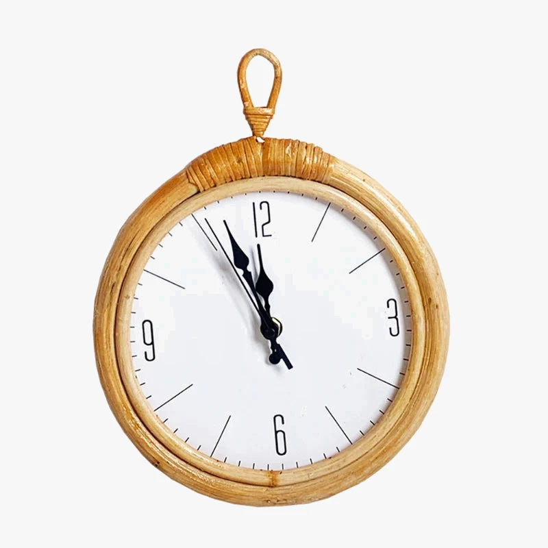 horloge murale en rotin tissé design simple à suspendre - Image 4