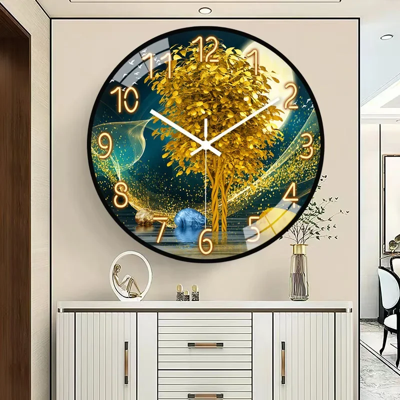 horloge murale en verre design moderne style chinois créatif et muet - Image 2