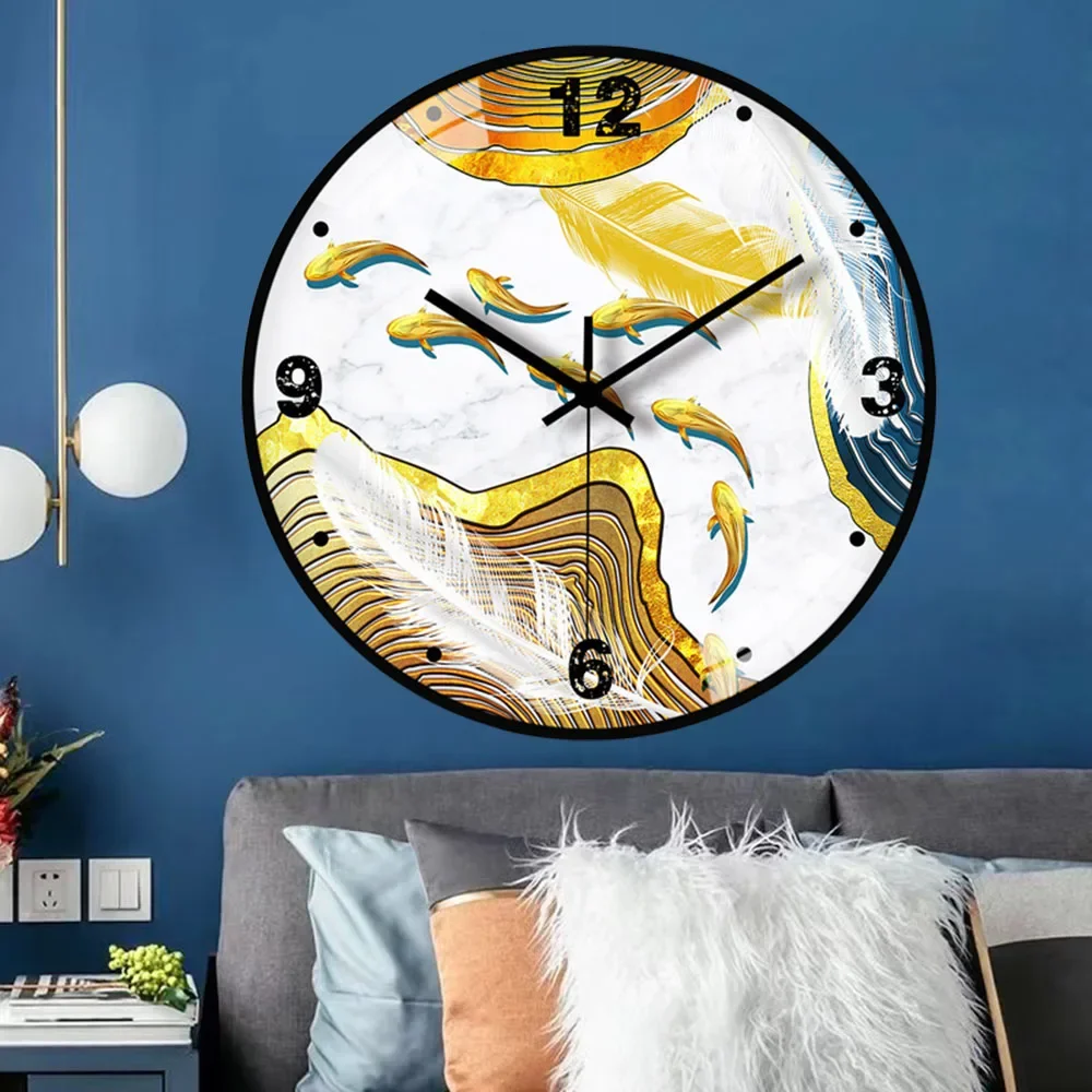 horloge murale en verre design moderne style chinois créatif et muet - Image 3