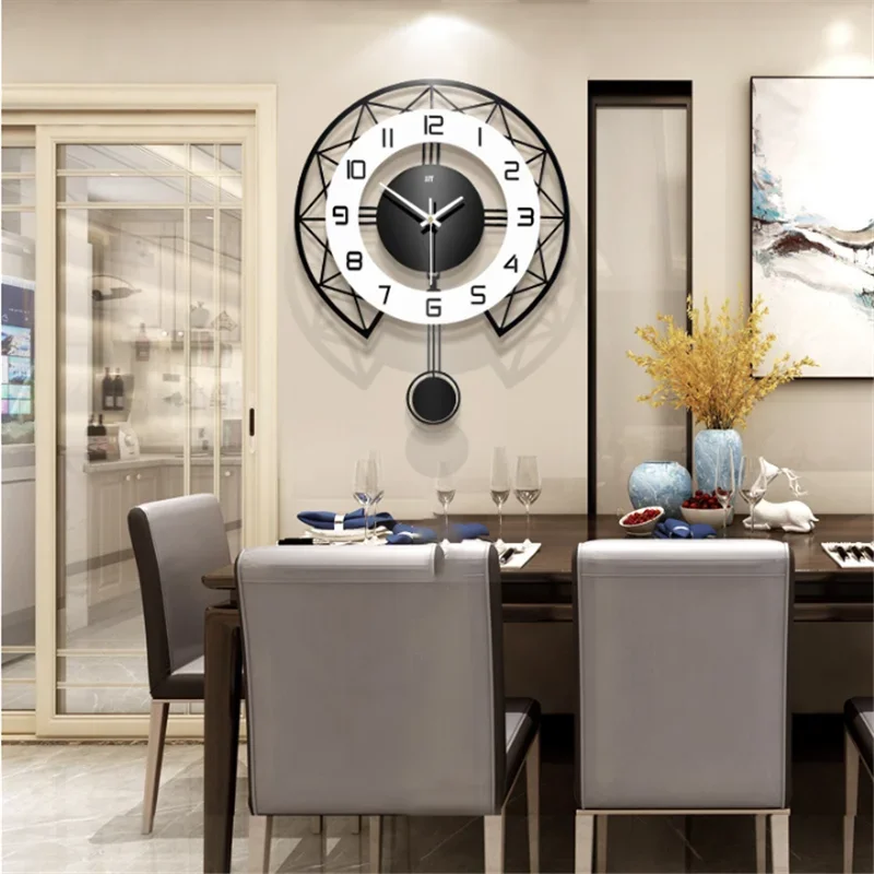 horloge murale pivotante créative design silencieuse pour décoration intérieure - Image 2