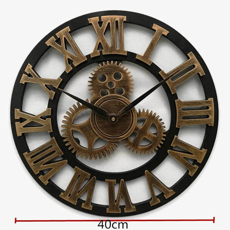 horloge murale rétro en bois style industriel pour décoration intérieure - Image 3