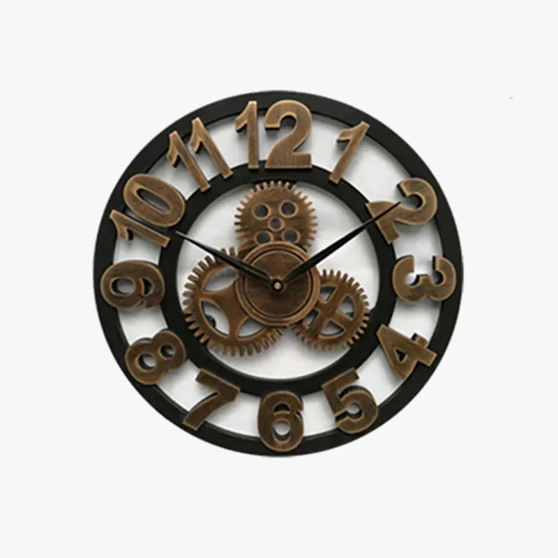 horloge murale rétro en bois style industriel pour décoration intérieure - Image 5