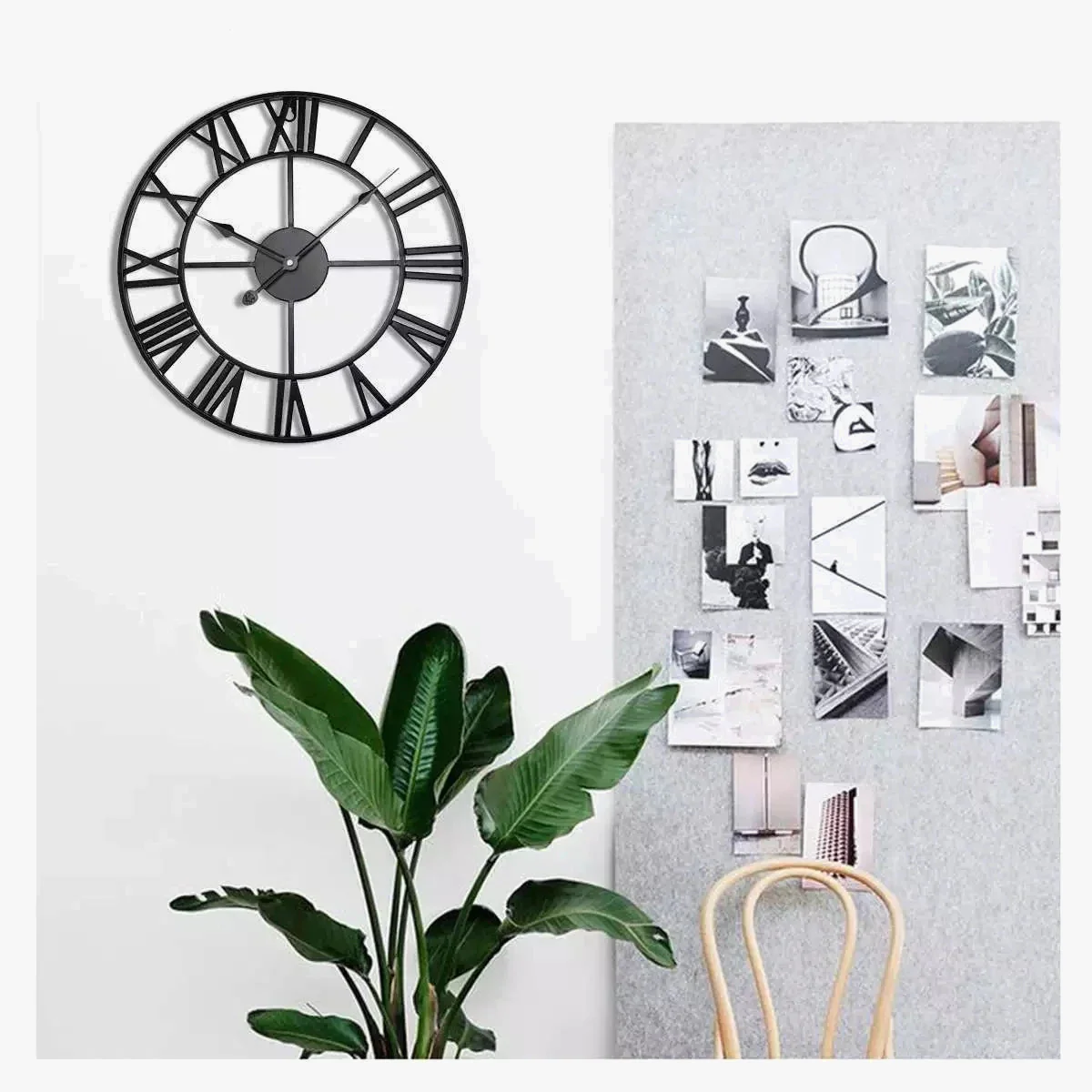 horloge murale rétro en métal creux style 3D avec chiffres romains - Image 3