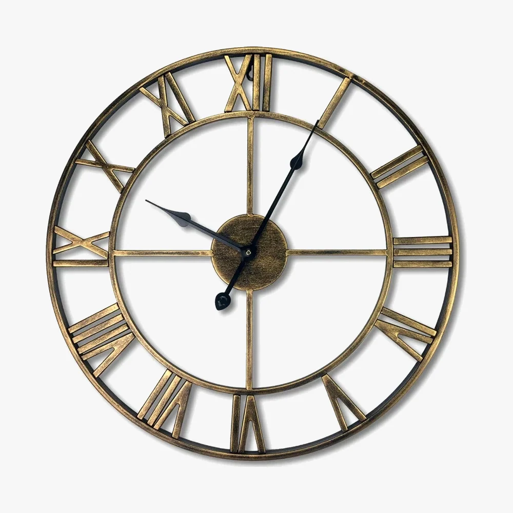 horloge murale rétro en métal creux style 3D avec chiffres romains - Image 5