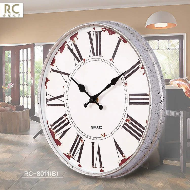 horloge murale rétro silencieuse shabby chic pour décoration intérieure - Image 2