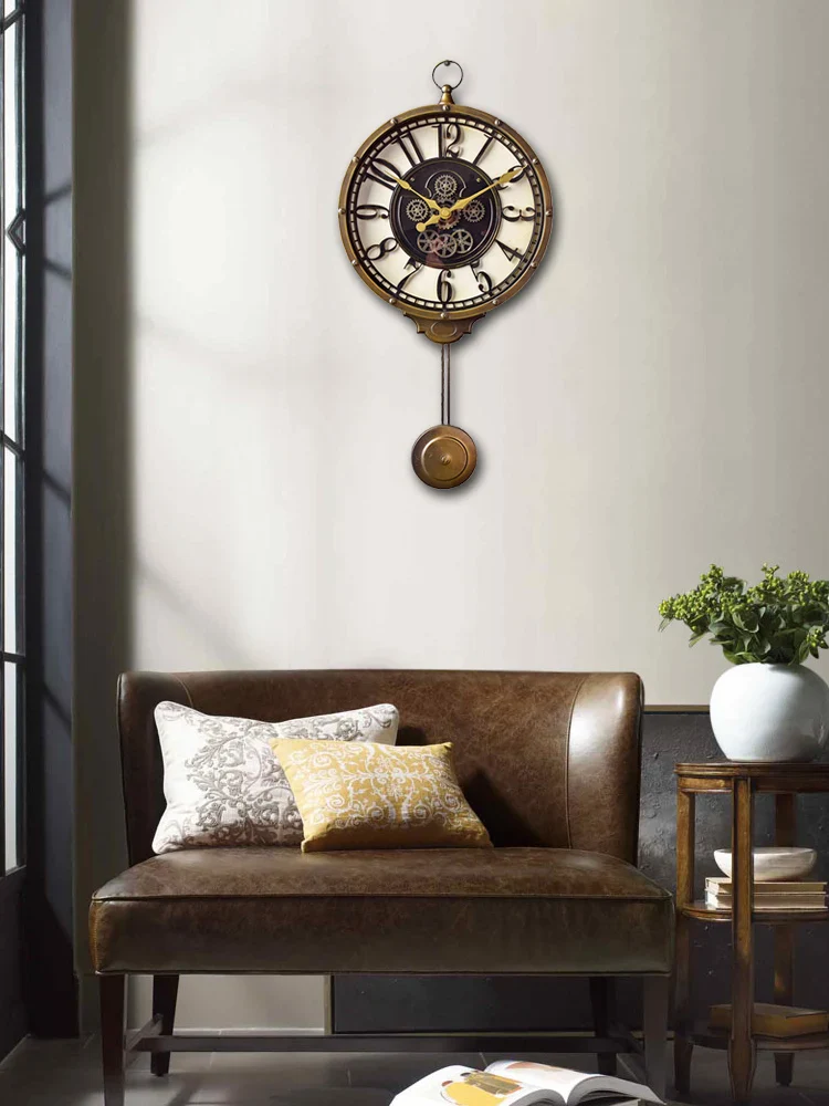 horloge murale rétro silencieuse style américain cadeau décoratif - Image 2