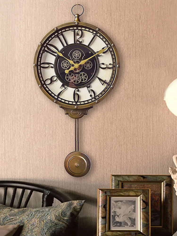 horloge murale rétro silencieuse style américain cadeau décoratif - Image 3