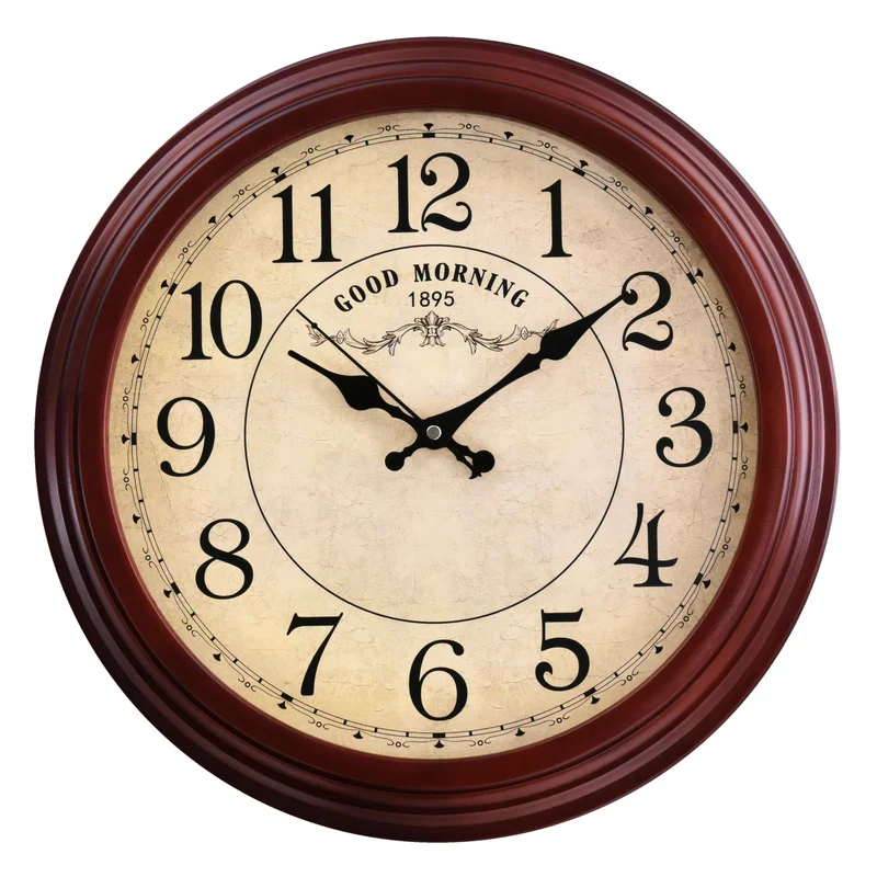horloge murale silencieuse personnalisable en bois moderne rétro - Image 23
