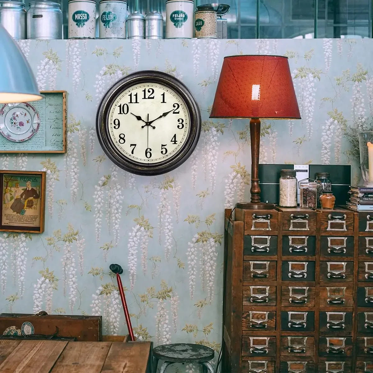 horloge murale vintage silencieuse avec chiffres romains et arabes - Image 3
