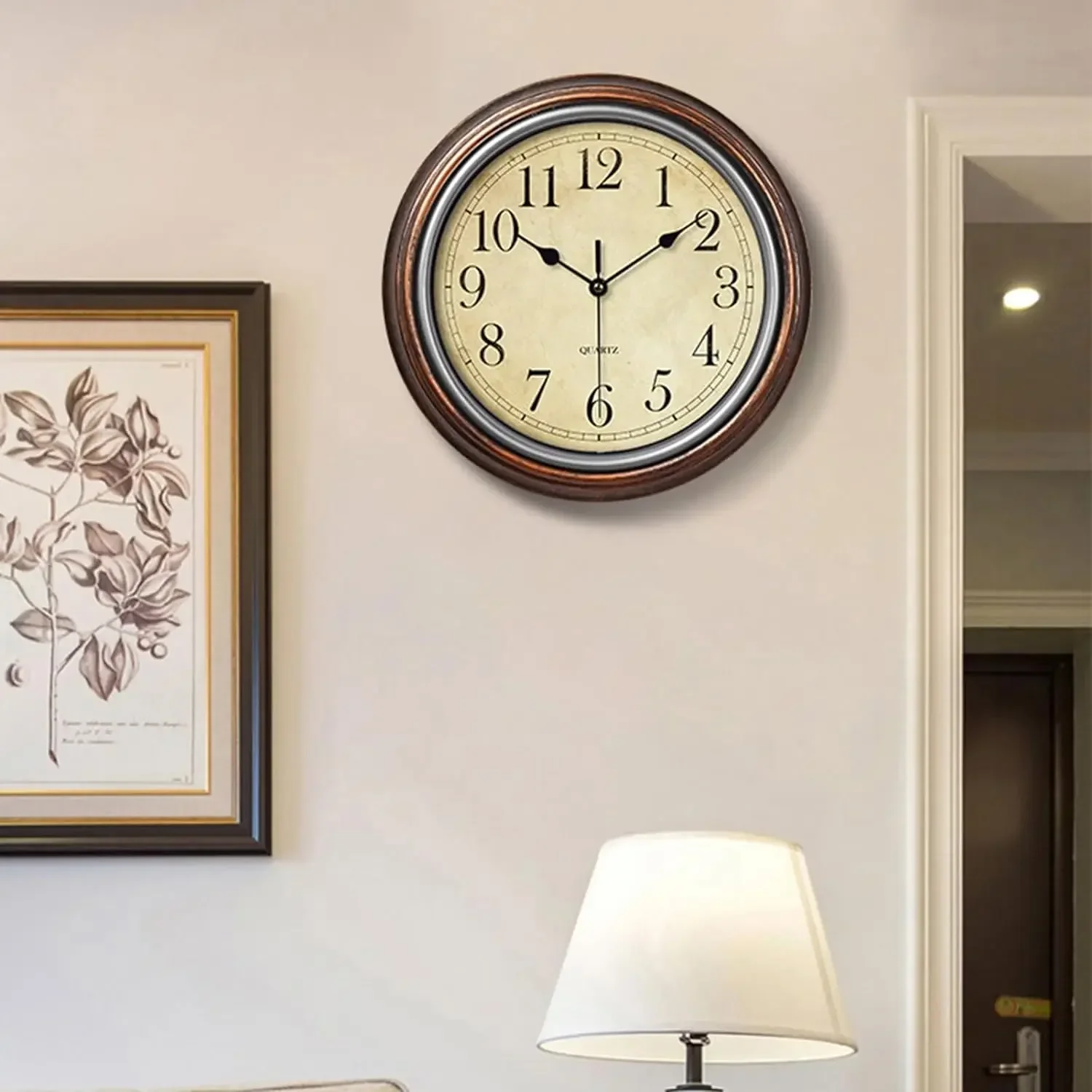 horloge murale vintage silencieuse avec chiffres romains et arabes - Image 4
