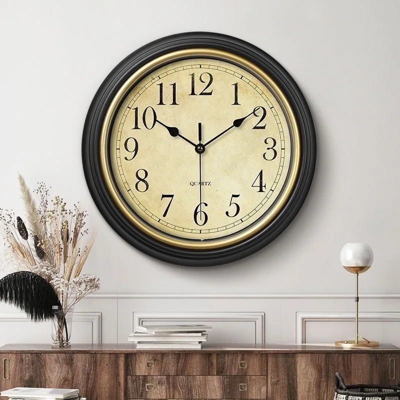 horloge murale vintage silencieuse facile à lire chiffres romains arabes - Image 2