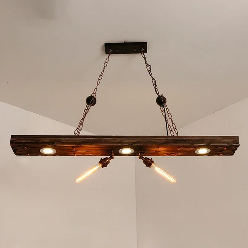 Industrial style Bar pendant light LOFT Retro Solid Wood Pendant Lamps Personality E27 Edison Bulb Suspension home decoration - Image 2
