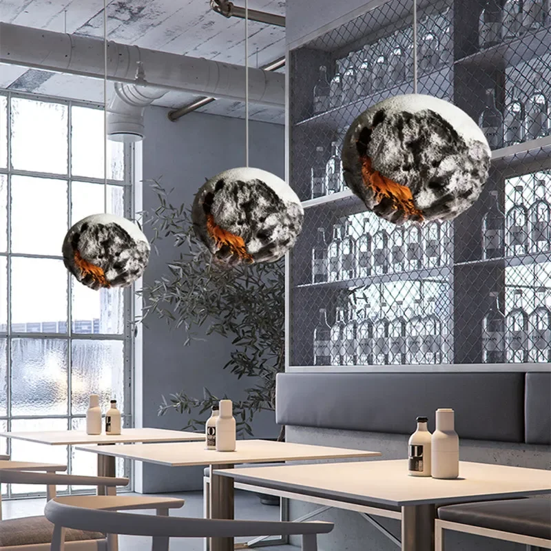 Irregular Planet Wabi Sabi LED Chandelier Restaurant Bedroom Model Room Lighting Creative Exhibition Hall Bar Decor Pendant Lamp - Image 3