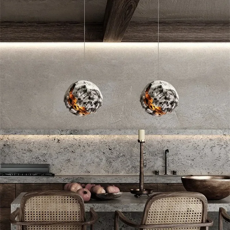 Irregular Planet Wabi Sabi LED Chandelier Restaurant Bedroom Model Room Lighting Creative Exhibition Hall Bar Decor Pendant Lamp - Image 6