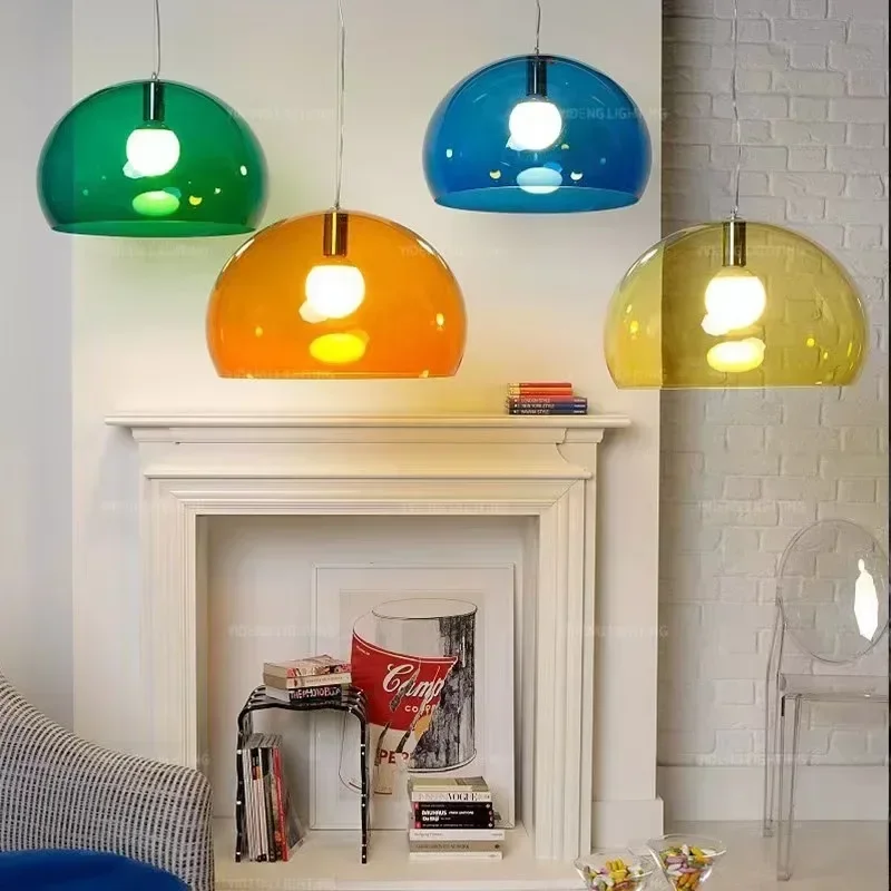 Italian Designer Dome Pendant Lamp Colorful Acrylic Chandelier Ceiling Suspenion Hanging Light with E27 Bulb - Image 3