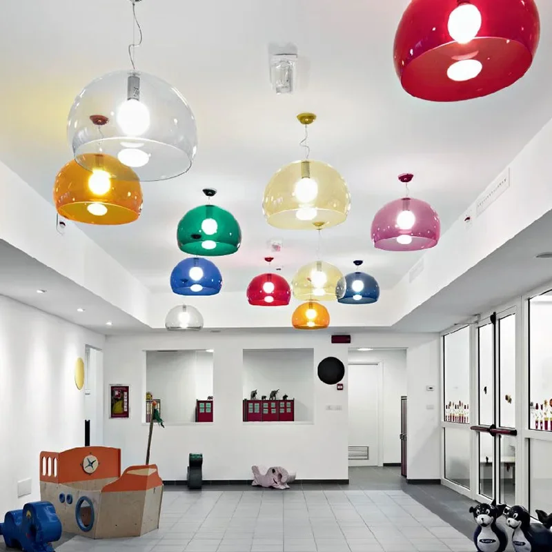 Italian Designer Dome Pendant Lamp Colorful Acrylic Chandelier Ceiling Suspenion Hanging Light with E27 Bulb - Image 4