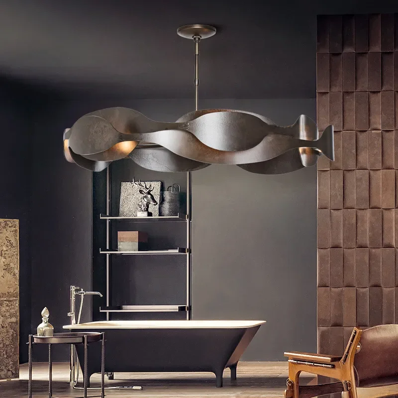 Italian Luxury Pendant Light Living Room Metal Window Artistic Sense Restaurant Hanging Lamp Hotel Lobby LED Lighting Chandelier - Image 2